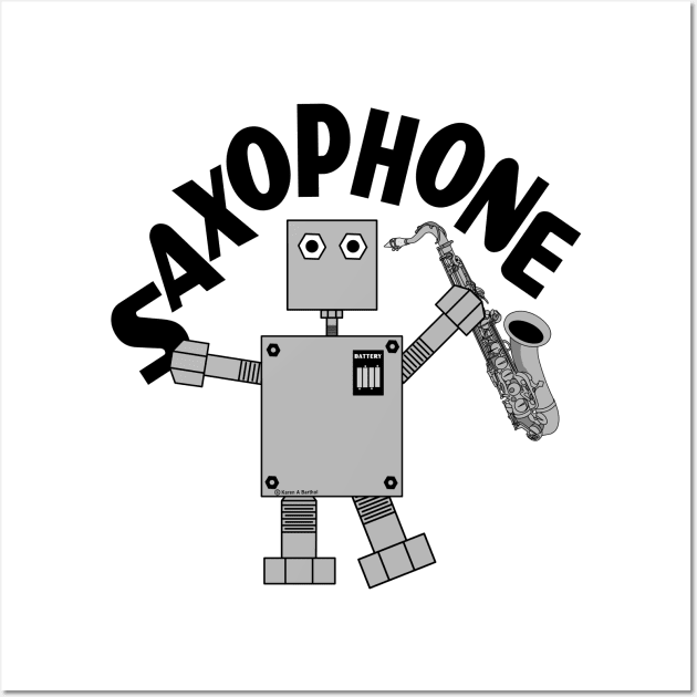 Saxophone Robot Text Wall Art by Barthol Graphics